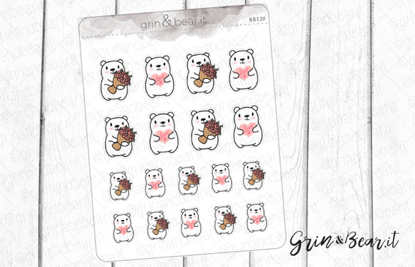 Hearts & Flowers Barry! - Barry the Bear Stickers (BB120)
