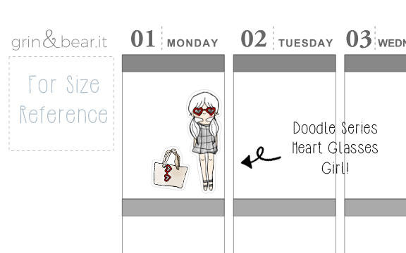 Heart Glasses Girl! Doodle Stickers (DS007)