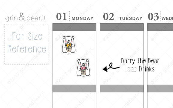 Iced Drinks! - Barry the Bear Stickers (BB008)