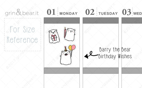 Birthday Wishes! - Barry the Bear Stickers (BB007)