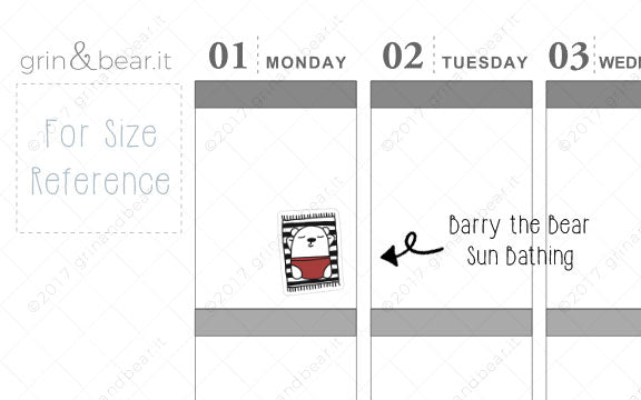 Barry Sun Bathing! - Barry the Bear Stickers (BB034)