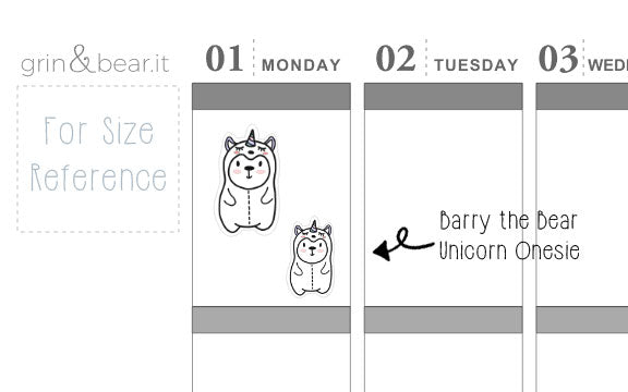 Unicorn Onesie Barry! - Barry the Bear Stickers (BB079)
