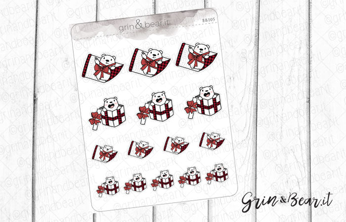 Wrapping Barry! - Barry the Bear Stickers (BB105) – grinandbearit