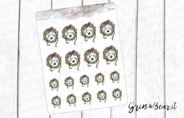 Wreath Barry! - Barry the Bear Stickers (BB106)