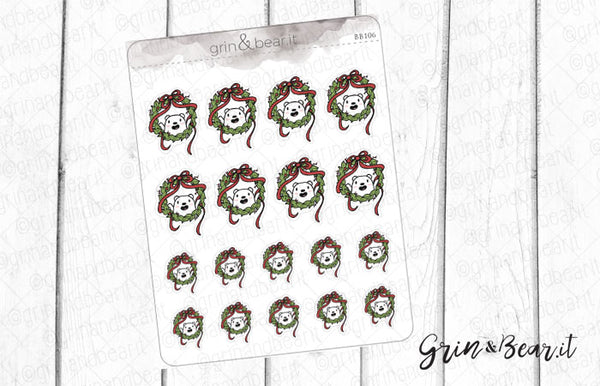 Wreath Barry! - Barry the Bear Stickers (BB106)