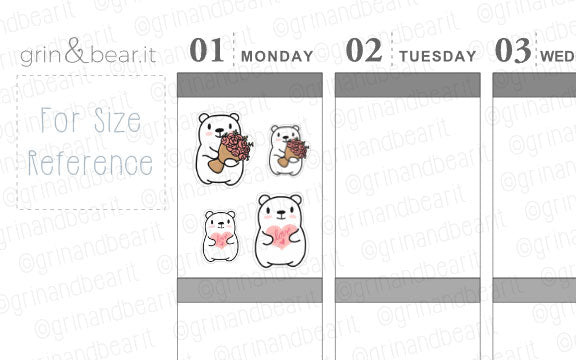 Hearts & Flowers Barry! - Barry the Bear Stickers (BB120)