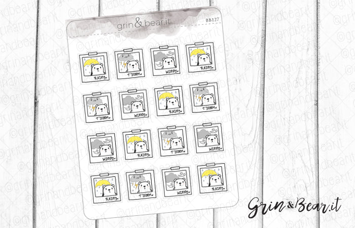 Weather V2 Barry! - Barry the Bear Stickers (BB127) – grinandbearit