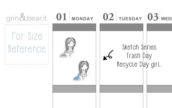 Trash/Recycle Day Sketchy Planner Stickers (SS007)
