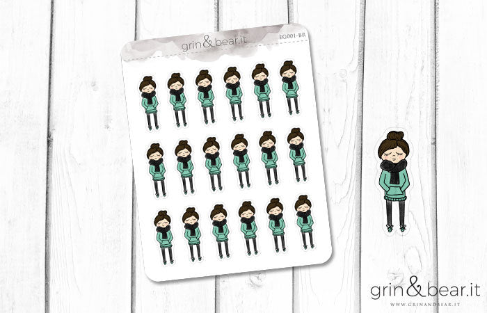 Hoodie and Bun Hair - Everyday Girl Stickers (EG001)