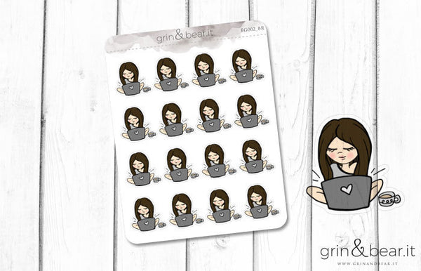 Laptop Working and Coffee - Everyday Girl Stickers (EG002)