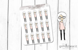 Glasses Girl! Doodle Stickers (DS006)