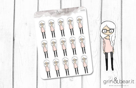 Glasses Girl! Doodle Stickers (DS006)