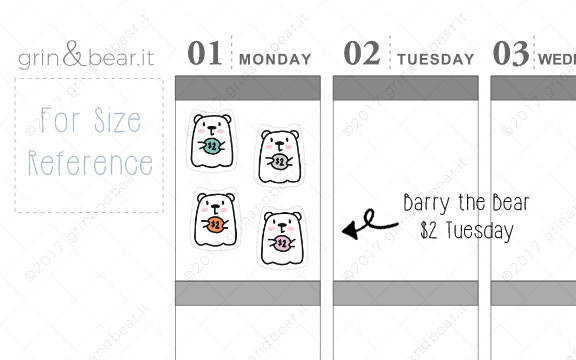 Two Dollar Tuesday Barry! - Barry the Bear Stickers (BB040)