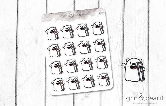 Paperclip it! - Barry the Bear Stickers (BB037)