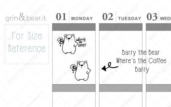 Where's The Coffee Barry! - Barry the Bear Stickers (BB071)
